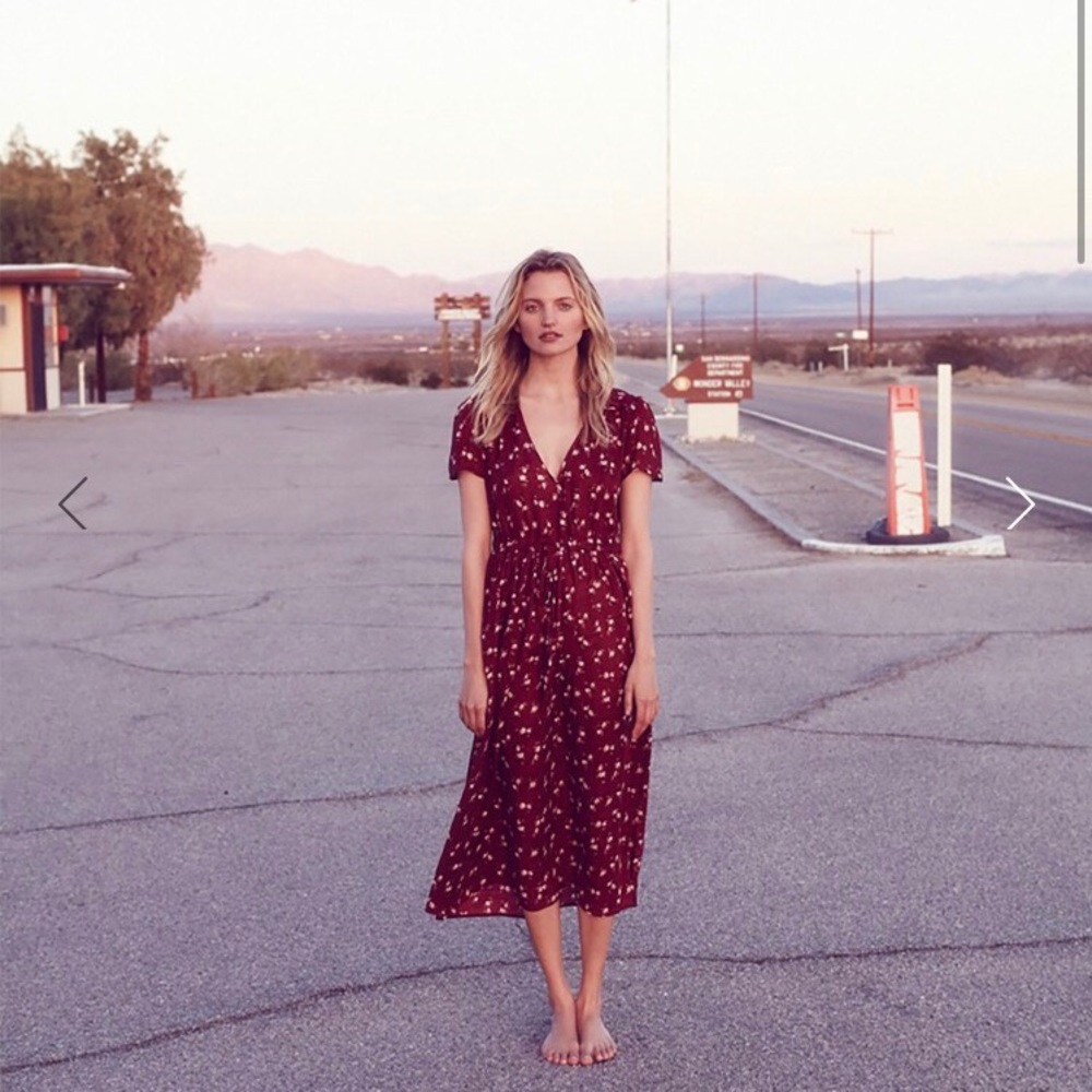 Burgundy Floral Christy Dawn Dress (hemmed)